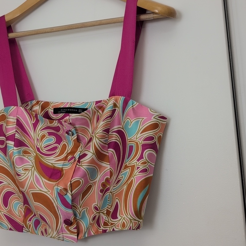 ZARA COLORFUL CROP TOP SIZE SMALL - Picture 3 of 5